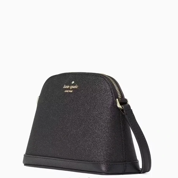 NWT Kate Spade Holiday Black Glitter Tinsel Small Dome Crossbody in - Picture 3 of 9